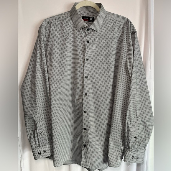 J. Ferrar Long Sleeve Stretch Slim Fit Gray Button Up Shirt Mens Sz XL 17-17.5” - Picture 1 of 14